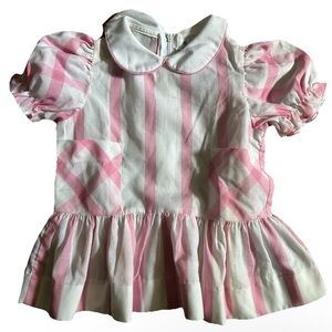 Vintage Toddler Girl Saks Fifth Avenue Pink And White Striped Dress Size 3T